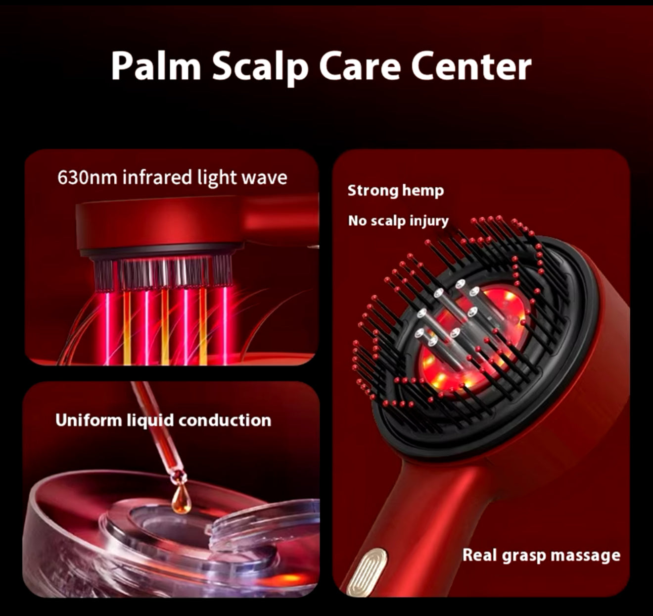 Red Light Scalp Massage Brush | Anti Hair Loss Help Hair Growth