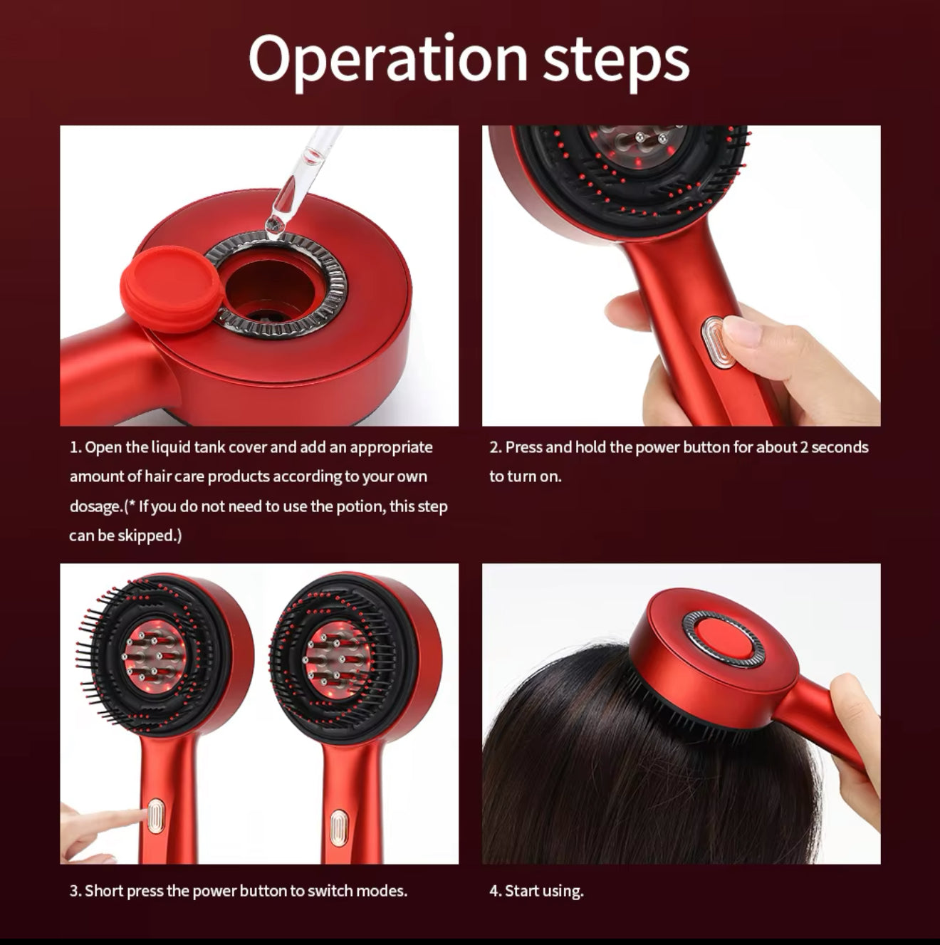 Red Light Scalp Massage Brush | Anti Hair Loss Help Hair Growth